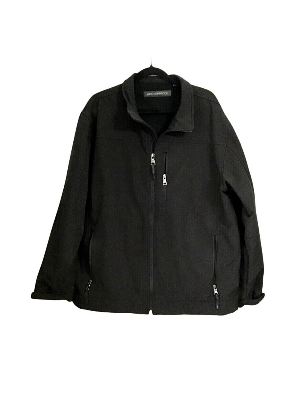 WEATHERPROOF MENS BLACK FLEECE LINE POCKETS ZIP-UP CLOSURE JACKET SIZE XXL